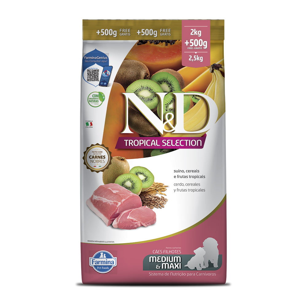 ドッグフード tomo Nd Tropical Selection Can Puppy Md/mx Suino 2+0,5kg