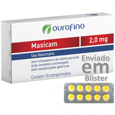Anti-inflamatório Ourofino Maxicam - 10 Comprimidos - 2,0 Mg