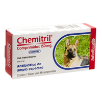 Antibiótico Chemitec Chemitril Enrofloxacina Para Cães -150 Mg - 10 Comprimidos