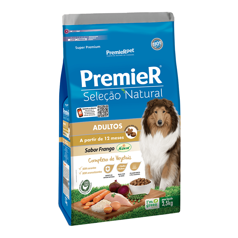 Ração Seca PremieR Seleção Natural Frango Korin para Cães Adultos