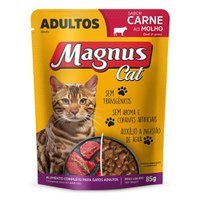 Ração Úmida Sachê Magnus Cat Sabor Carne ao Molho para Gatos Adultos