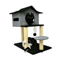 Brinquedo São Pet Arranhador Casa de Cuco Preto e Cinza para Gatos