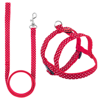 Conjunto Multipatas Guia e Peitoral Comum Poa Vermelho para Cães - Tam.6