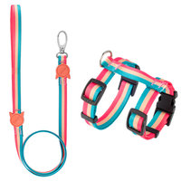 Conjunto Multipatas Guia e Peitoral Confort Rosa para Gatos - Tam.P