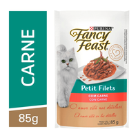 Racão Úmida Nestlé Purina Fancy Feast Sachê Petit Filets Com Carne Para Gatos Adultos - 85 G