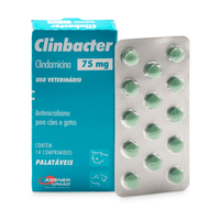 Antimicrobiano Agener União Clinbacter 75 Mg Para Cães E Gatos - 14 Comprimidos