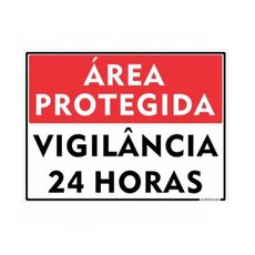 Placa de Sinalização 15X20cm Area protegida 24Horas - Sinalize