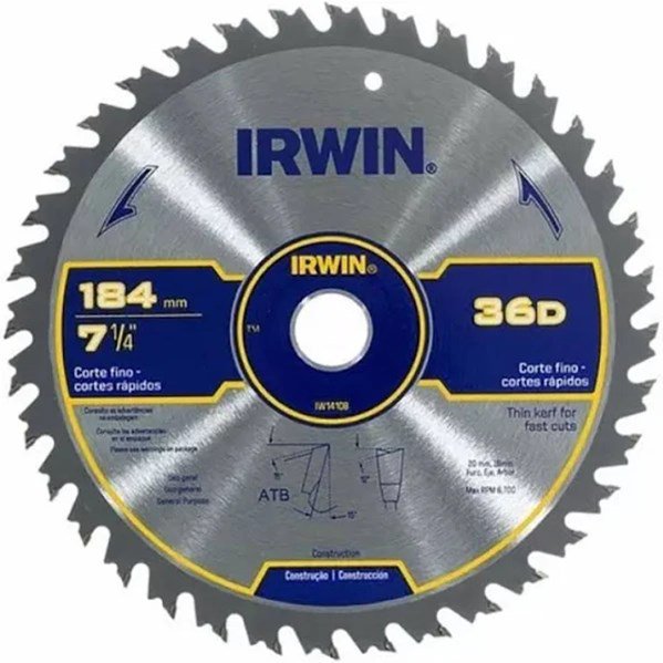 Lâmina de Serra Circular Widea Irwin 7-1/4 Pol. 36D IW14108
