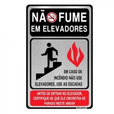 Placa de sinalização 16X23cm Não Fume em Elevadores - Sinalize