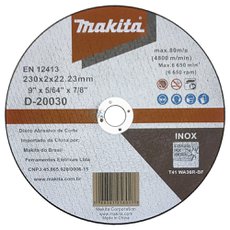 Disco De Corte Makita Aço Inox 9 Pol. X 2Mm X 22Mm D-20030