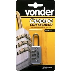 Cadeado Com Segredo Cinza - Vonder - 3252120000