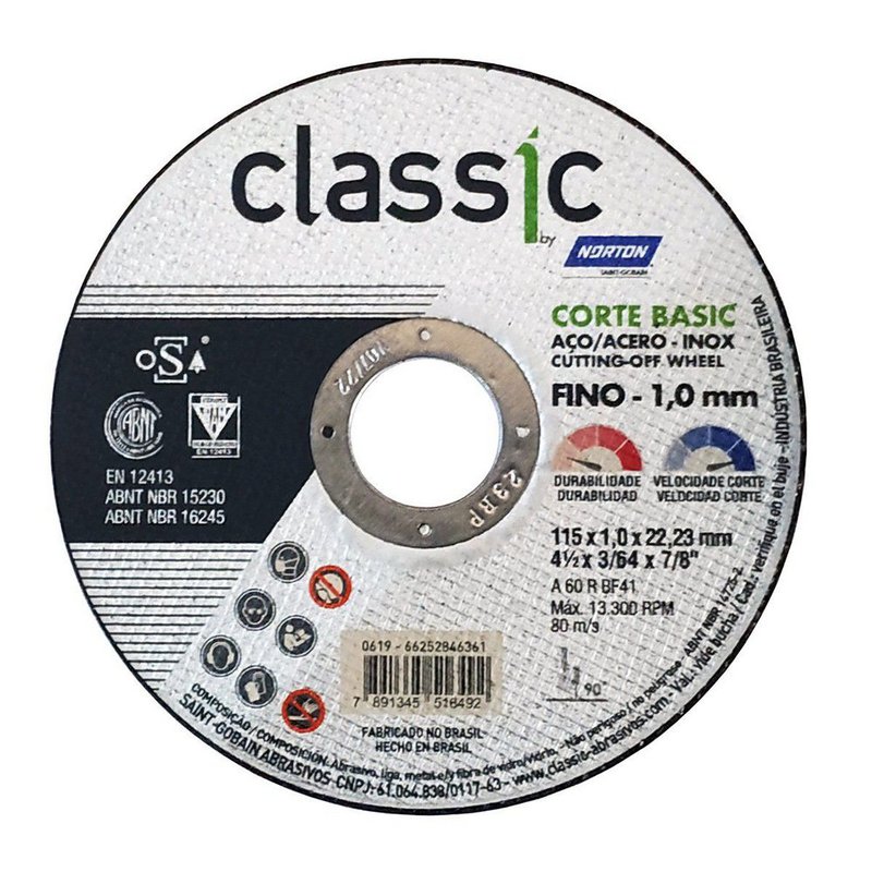 Disco De Corte Norton 4,1/2 X 1mm Classic Basic AR101 66252846361