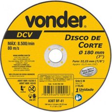 Disco De Corte Fino Vonder 7 Pol. 180mm G36 2 Telas