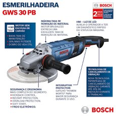 Esmerilhadeira Gws 30-230 Pb Brushless 2800w 220v Bosch