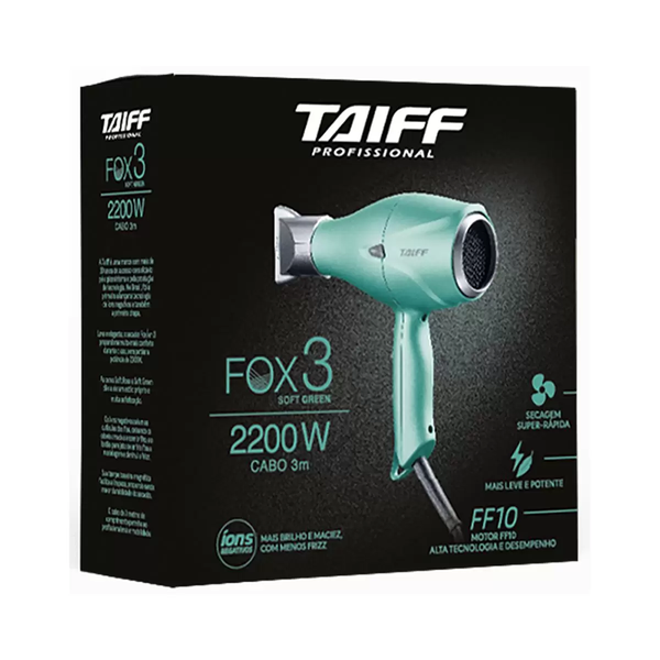 Secador Taiff Fox Ion 3 Soft Green 2200W 127V | Ramavi Cosméticos