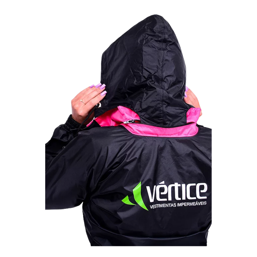 Capa de Chuva Feminina Nylon Vertice Plus Preto/Rosa SBS Motos