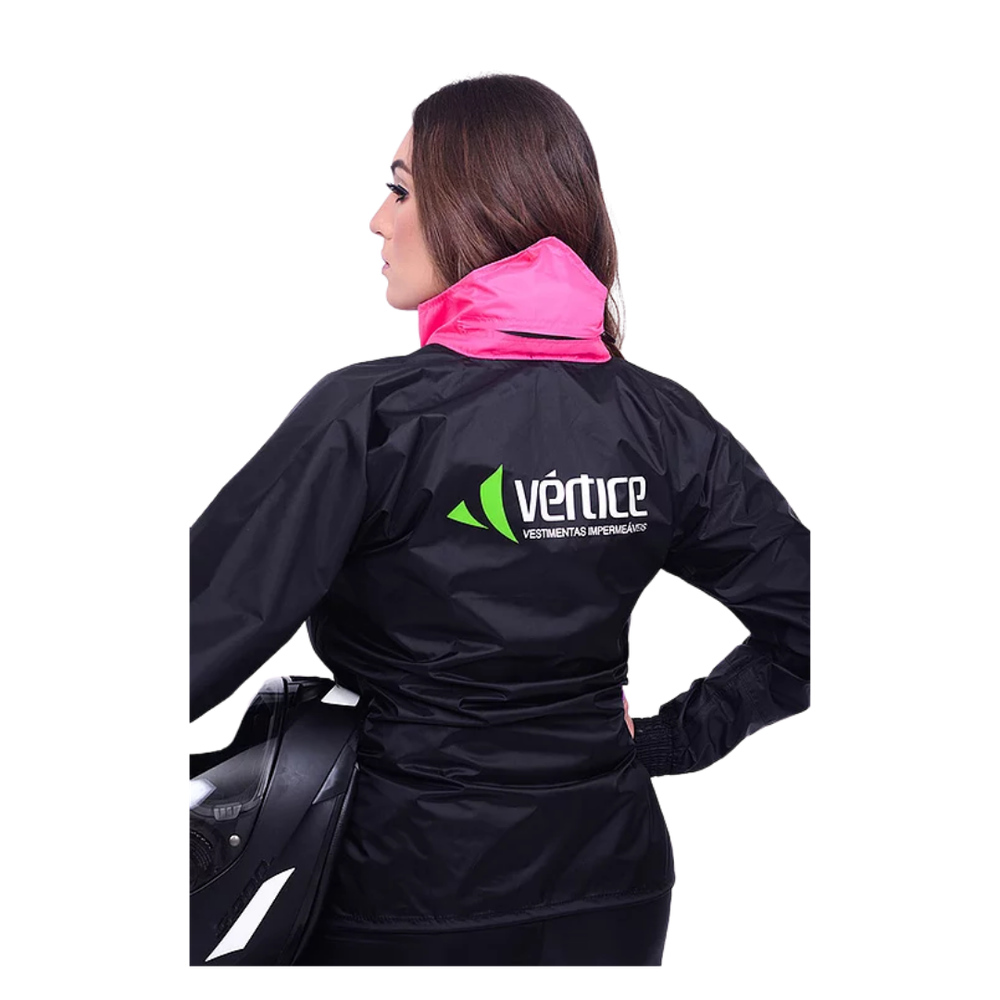 Capa de Chuva Feminina Nylon Vertice Plus Preto/Rosa SBS Motos