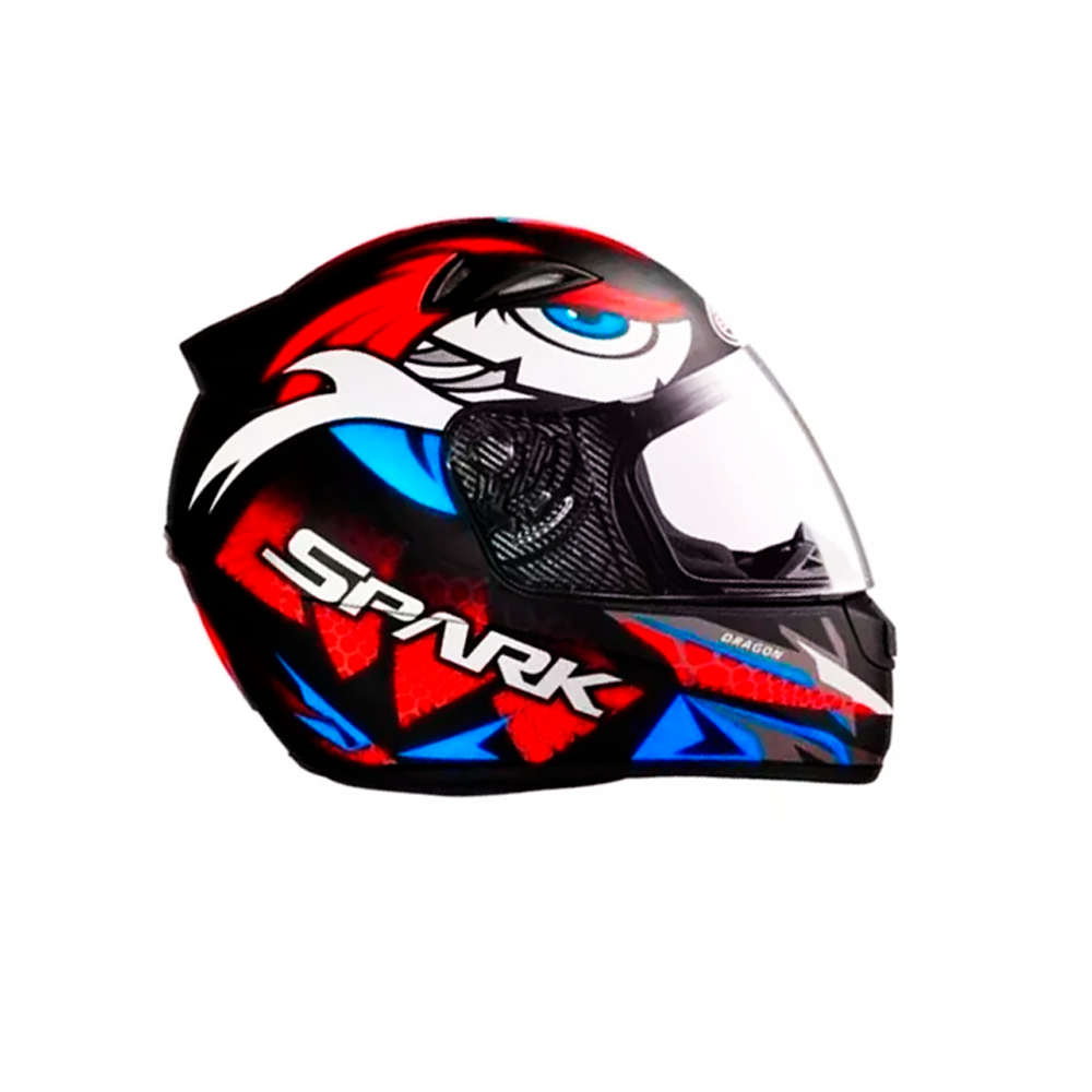 Capacete EBF New Spark Dragon Preto E Vermelho SBS Motos