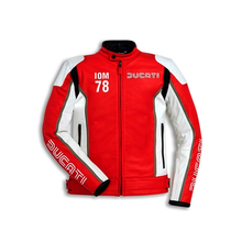 Jaqueta de Couro Ducati IOM78 C1 Vermelho/Branco