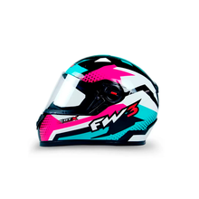 Capacete FW3 GTN Super Azul / Rosa e Branco