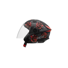 Capacete Tork New Three Flowers Preto e Vermelho Fosco
