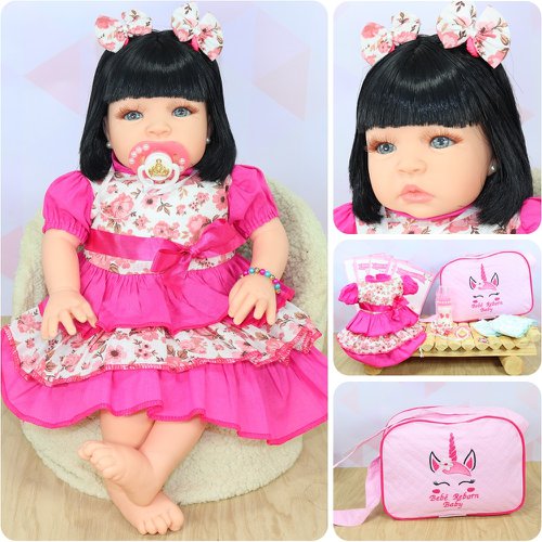 Bebe Reborn Realista Barato Com Acessorios e Mochilinha ShopJJ Brinquedos Bebe Reborn e Utilidades