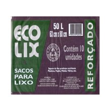 Saco Para Lixo Ecolix 50l Com 10 Unidades