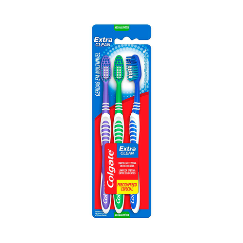 Escova Dental Colgate Extra Clean Com 3 Unidades