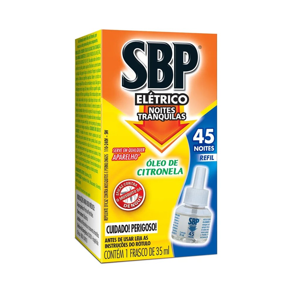 Inseticida Sbp Refil Elétrico 45 Noites Citronela 35ml | Supermercado