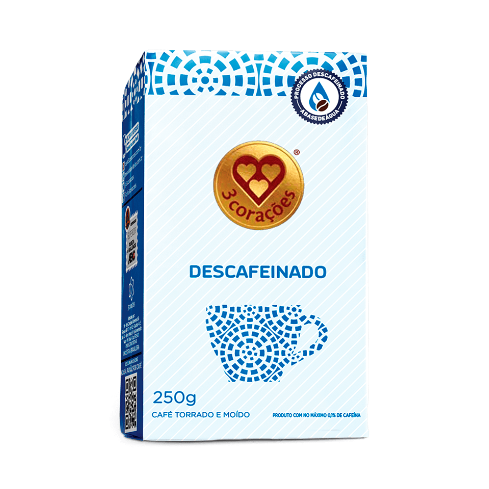 Café Descafeinado A Base De água Café 3 Corações Descafeinado A Vácuo 250g | Supermercados Pague Menos