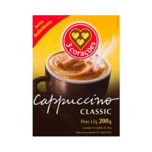 Cappuccino 3 Corações Classic 200g Com 10 Sachês