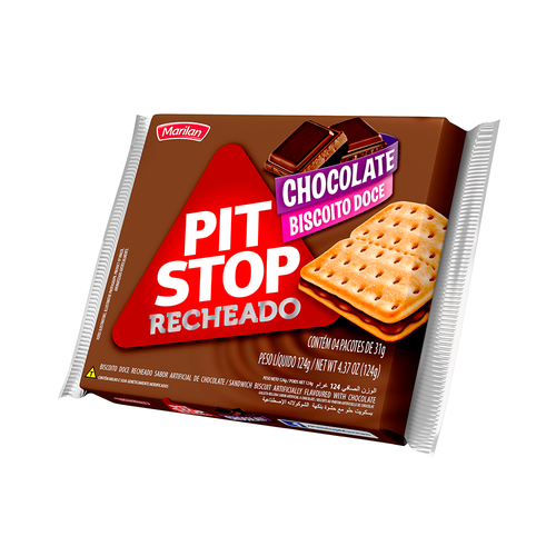 Biscoito Recheado Pit Stop Chocolate 124g Supermercado Pague Menos