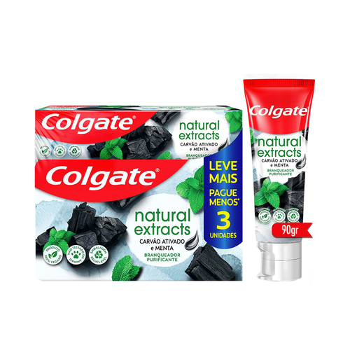 Creme Dental Colgate Natural Extracts Carvão Ativado 90g Com