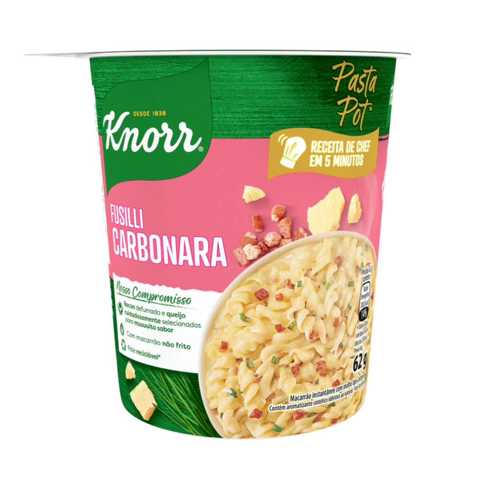 Macarrão Instantâneo Fusilli Carbonara Knorr Pasta Pot Copo 62g