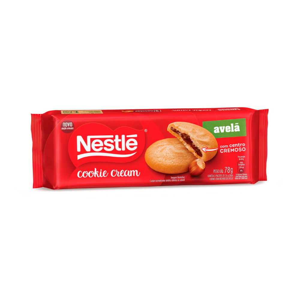 Cookie Cream Nestlé Recheado Avelã 78g Supermercados Pague Menos