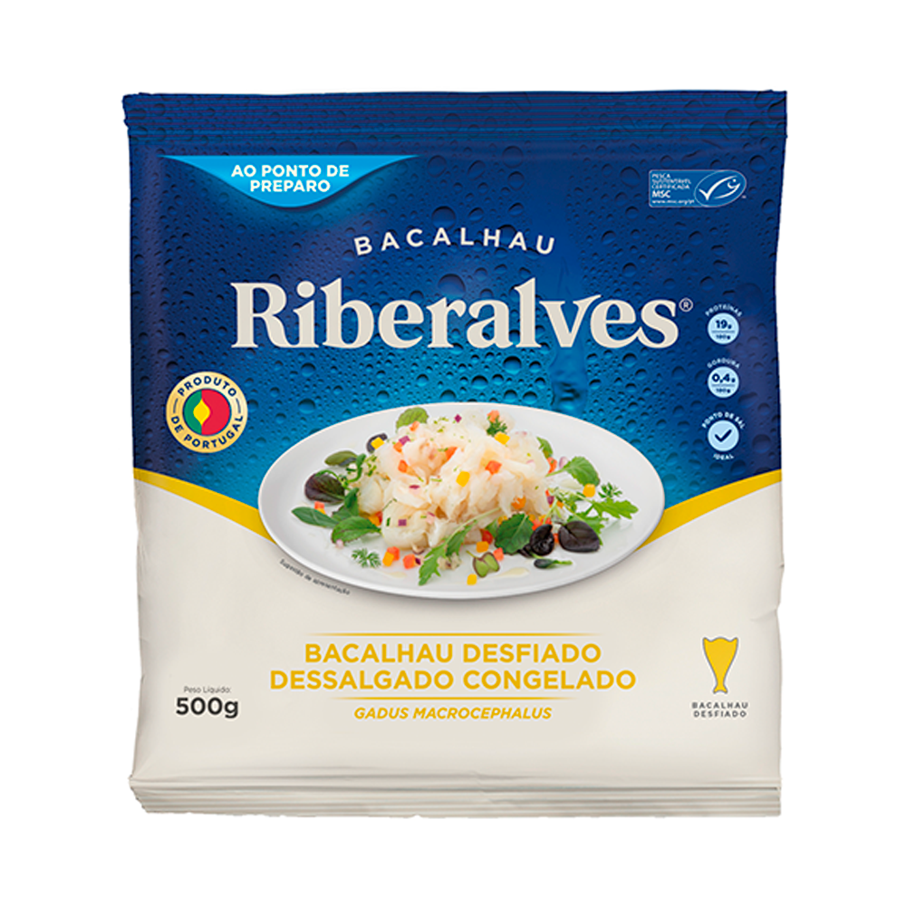 Bacalhau Desfiado Dessalgado Riberalves 500g Supermercados Pague Menos