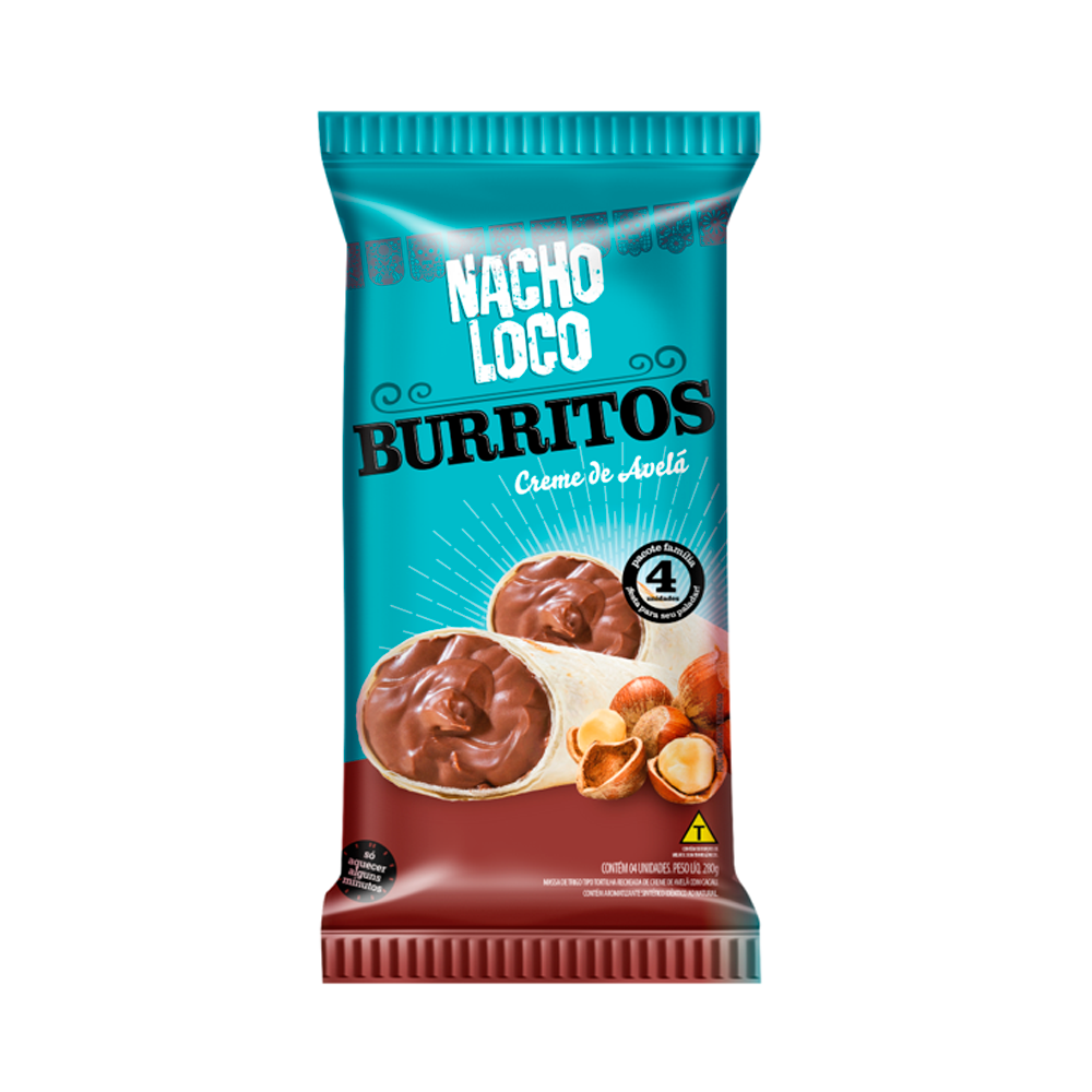 Burrito Doce Nacho Loco Creme de Avelã 300g Com 4 Unidades Supermercados Pague Menos