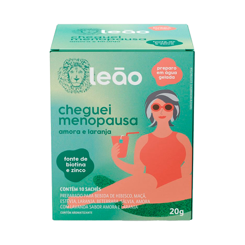 Chá Leão Cheguei Menopausa Amora e Laranja 2g Com 10 Unidades
