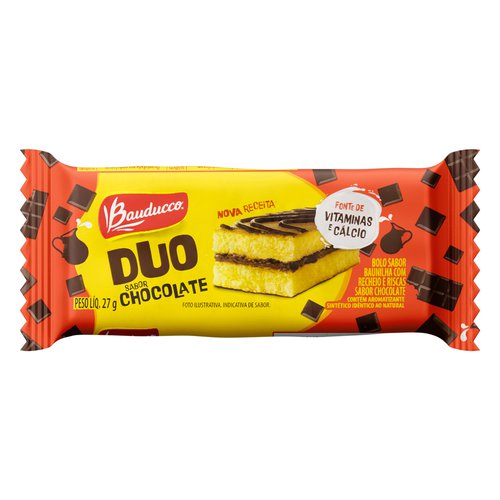 Bolo Baunilha Recheio Chocolate Bauducco Duo Pacote 27g - Bolo