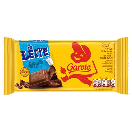 Chocolate ao Leite Garoto Pacote 80g Trimais