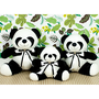Trio de Ursos Panda Lacinho Preto para Nicho 18, 22, 26cm