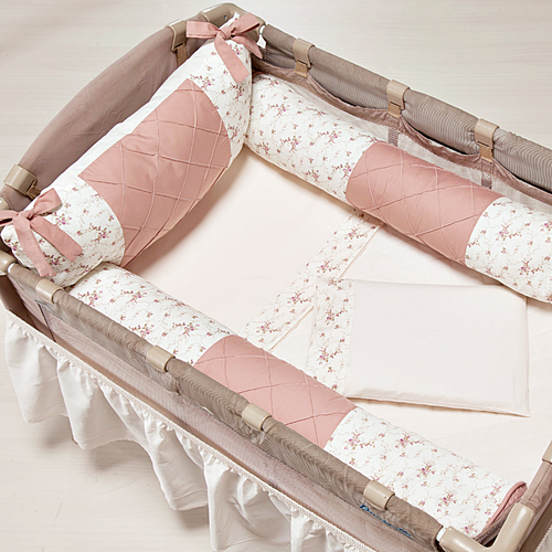Kit para berço desmontável para meninas modelo Floral Rosê - Tropical Baby