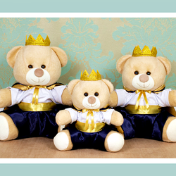 Trio de Ursos para Nicho Príncipe Azul Marinho 15, 18 e 22 cm