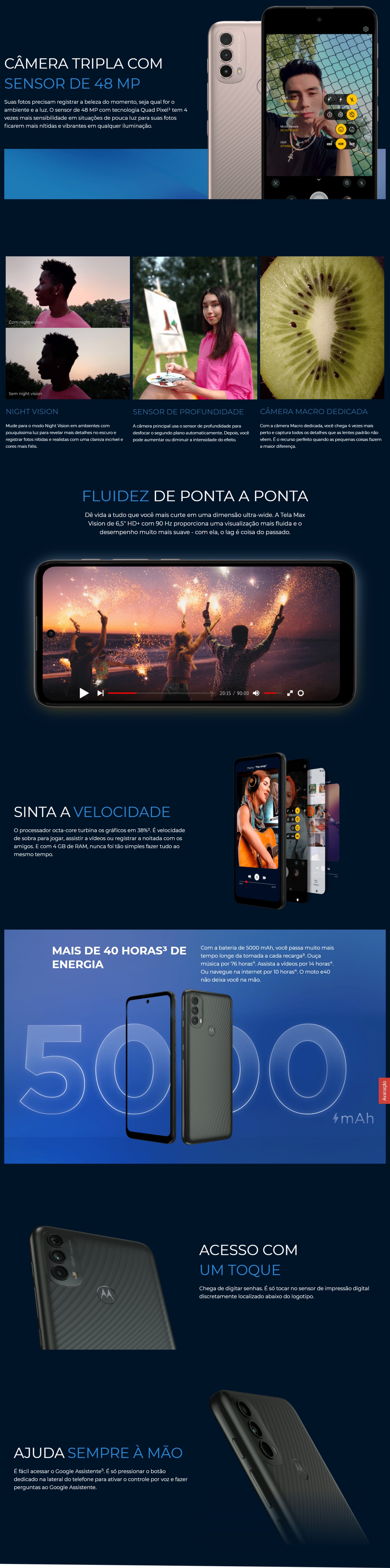 Smartphone Motorola Moto E40 Xt21591 64gb, Lojas ZL